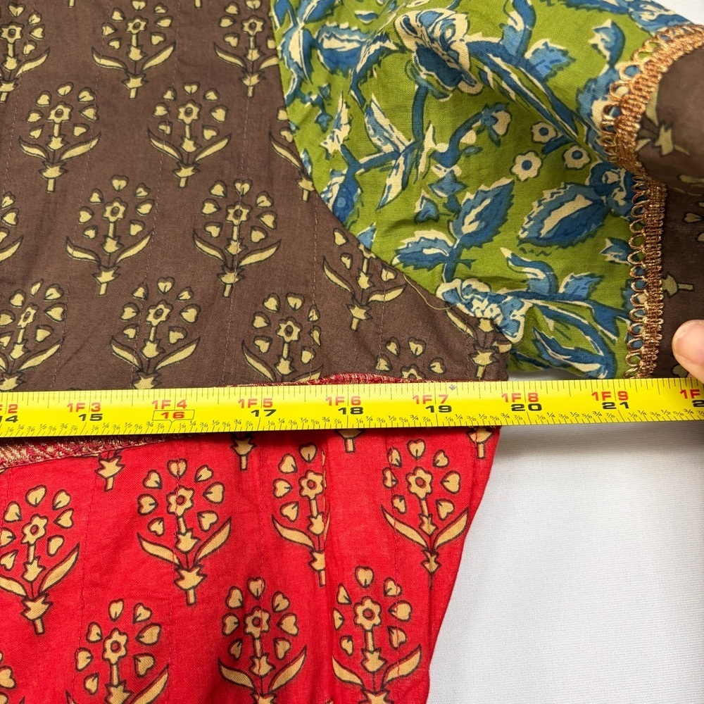 J. Peterman Boho Patchwork Caftan Maxi Dress Duster Size 12 Festival Jaisalmer - Picture 11 of 16
